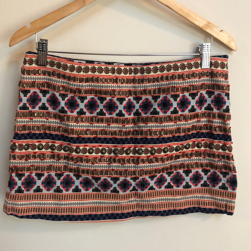 Beaded low rise mini skirt